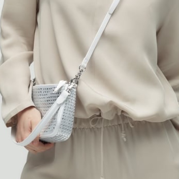 Zara white and rhinestones sparkly shoulder bag NWT - Picture 1 of 10